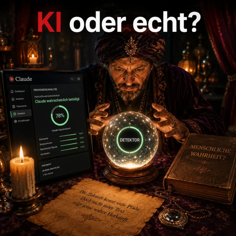 Wahrsager prüft mit Claude-Detektor einen Text und erhält 78 Prozent Wahrscheinlichkeit für eine KI-Beteiligung.