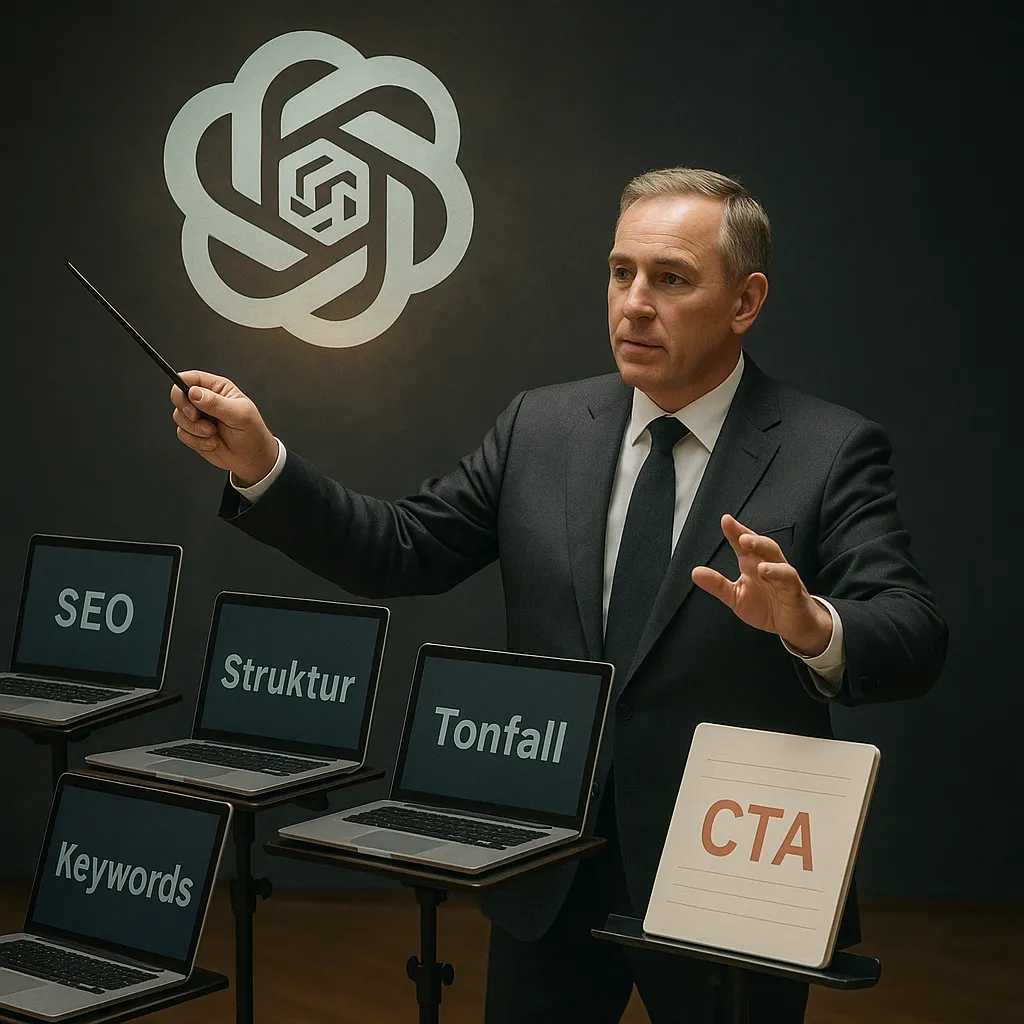 Illustration ChatGPT Prompt Engineering: Experte erklärt SEO, Struktur, Tonfall, Keywords und CTA – Media Beats GmbH