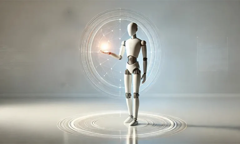 Weißer humanoider Roboter hält leuchtenden digitalen Globus in der Hand, symbolisiert ChatGPT Trends – Media Beats