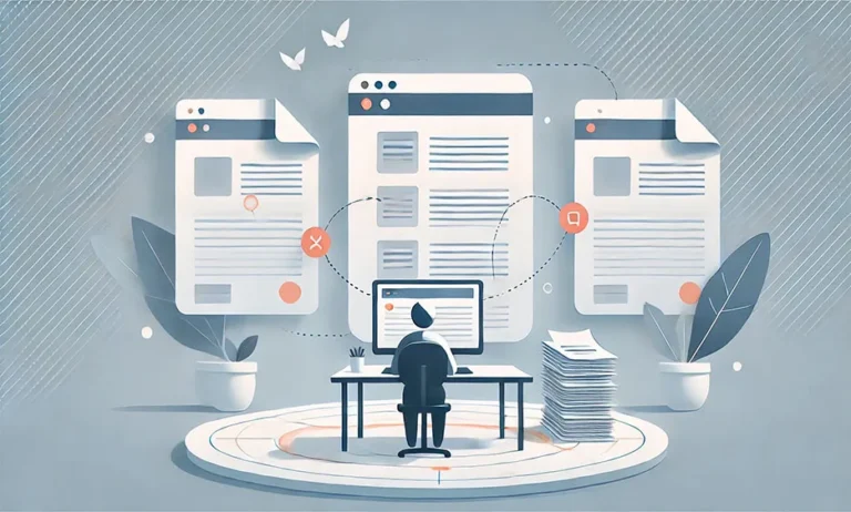Person arbeitet am Computer, um Duplicate Content mit 5 Tipps zu vermeiden – Media Beats