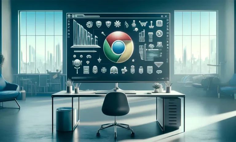 Moderner Arbeitsplatz mit Bildschirm, der Google Chrome und KI-Tools zeigt – Media Beats GmbH