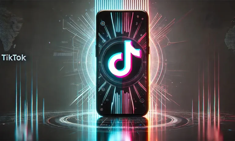 Smartphone mit leuchtendem TikTok-Logo, futuristisches Neon-Design. - Media Beats